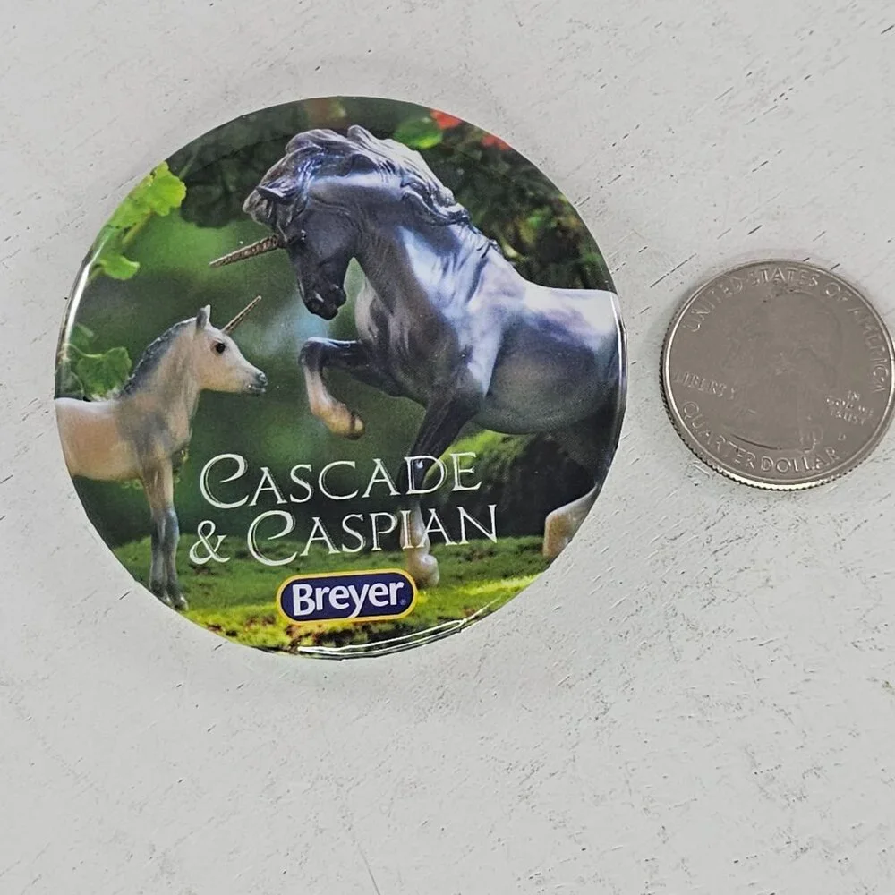 Breyer Horse Cascade And Caspian Unicorn Button Pin - Picture 2 of 4